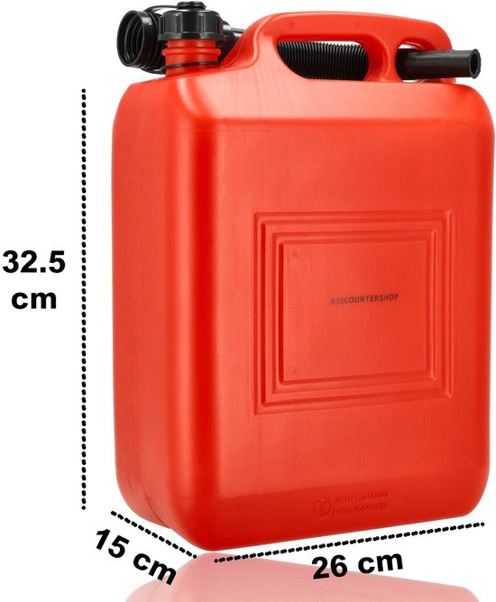 Jerrycan 10 Liter Rood – Set van 4 – UN-gekeurde Brandstof Jerrycans Voor Benzine en Diesel – Inclusief Lange Schenktuit en Vulslang – Lekvrije Kunststof Benzinetanks – Voor Auto, Boot, Werkplaats en Camping