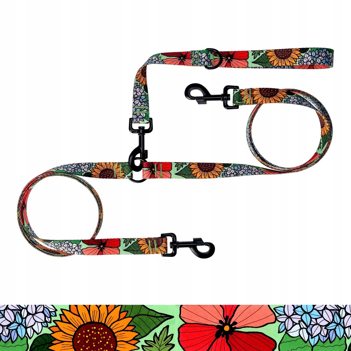 Ukory Dubbele Hondensnoer 1.38m 2.5cm Breed - Bloemendessin