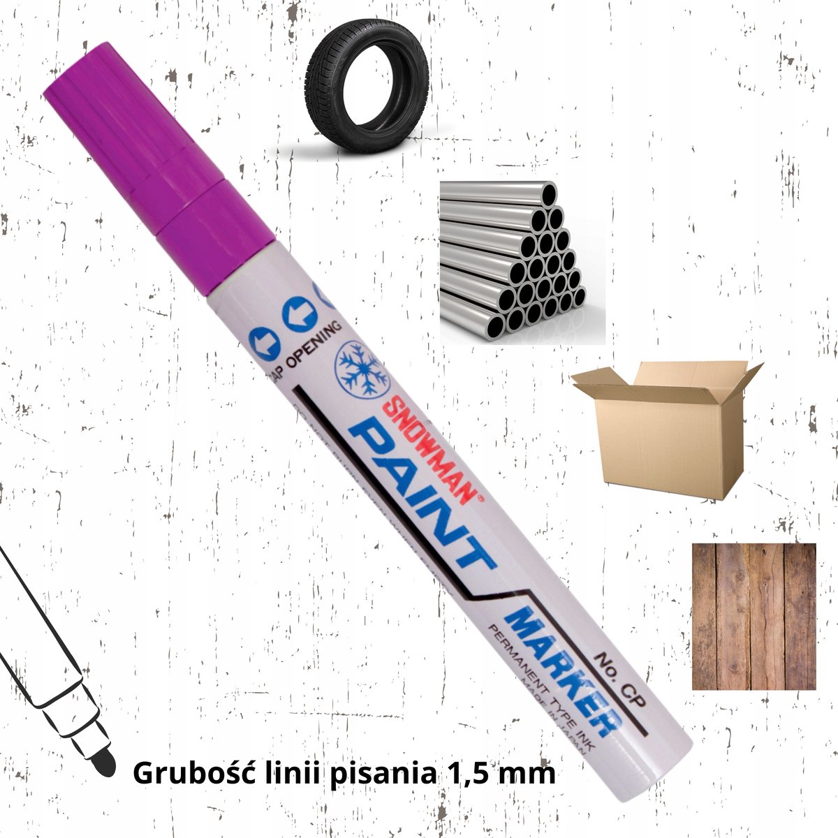 Sneeuwpop op olie gebaseerde marker - dik roze - 1,5-3 mm