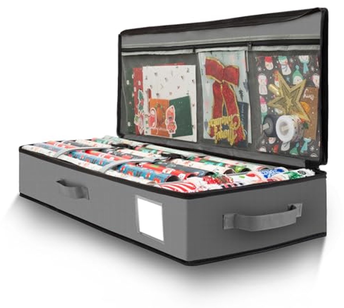 Cadeaupapier Opbergtas - Waterdichte Organizer voor Papierrollen met Vakken - Grijs