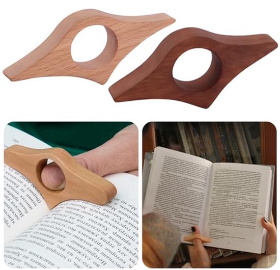 Ouligay Boekzijdehouders – 2 Stuks Van Walnoot En Beukenhout, Handgemaakte Leesaccessoires Voor Boekenliefhebbers