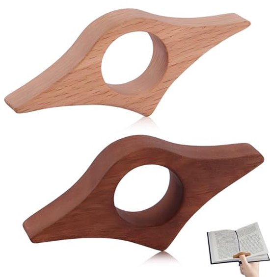 OFFCUP Houten Bladwijzer Set - 2 Stuks Handgemaakte Natuurlijke Houten Snijwerk Boekenlegger - Traditionele Vintage Cadeau voor Vrouwen, Mannen en Studenten