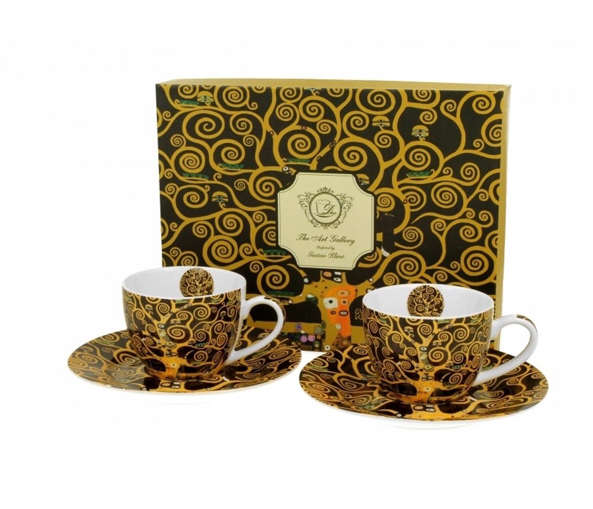 Espressokopjes met Schotels - Gustav Klimt 'Levensboom' 90ml