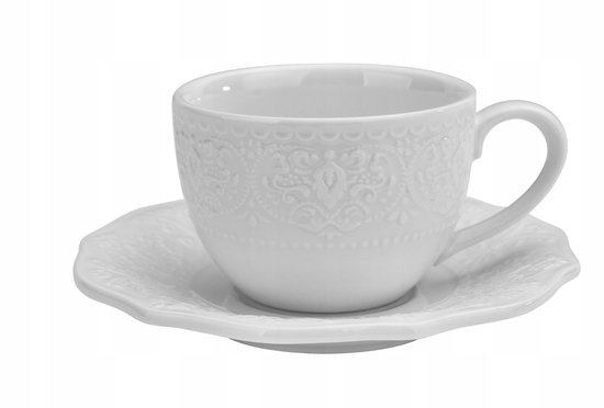 Set van 5 witte Karaca espressokopjes met gouden accenten - Porselein, Kristal en Bestek