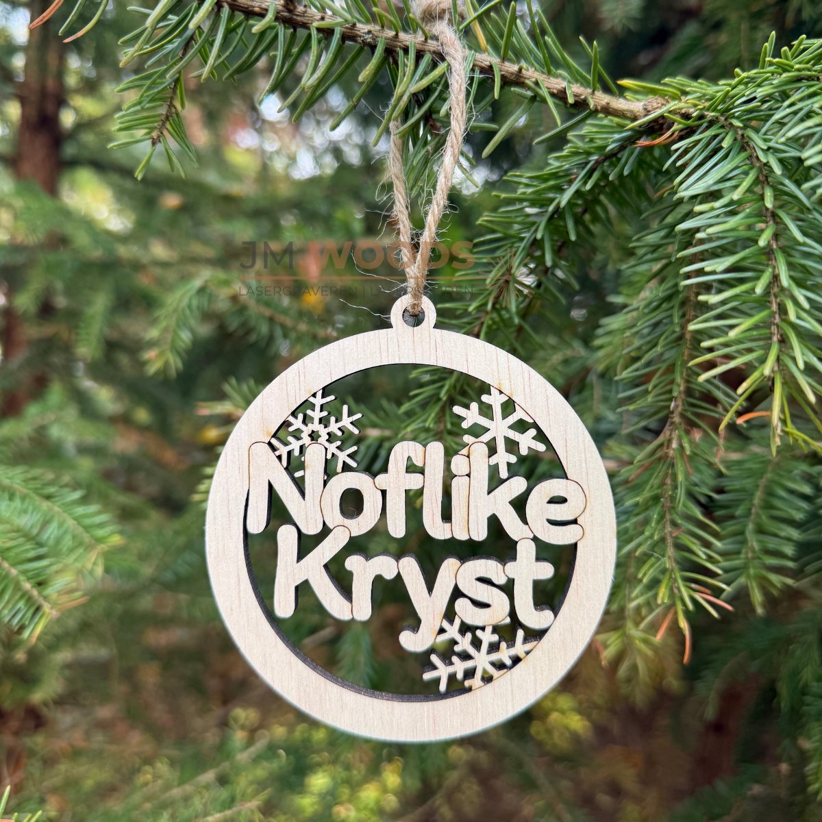 Houten Kerstbal Noflike Kryst - Fryslan - Krystbal - Feestdagen - JM Woods - Kerstornament - Kerstboom - Frysk - Hout