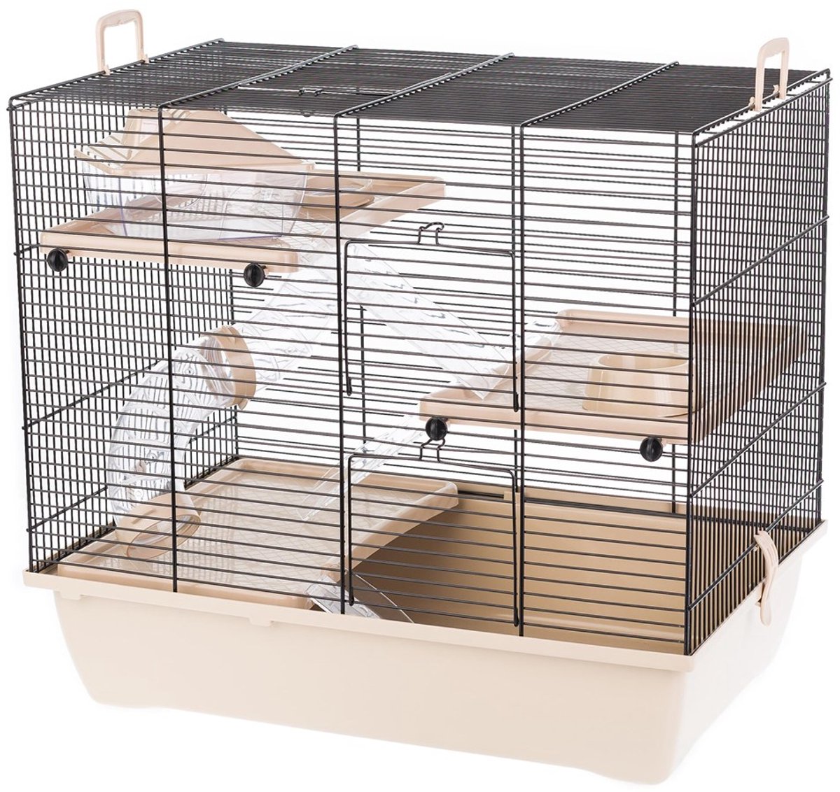 INTER-ZOO Pinky 3 Zinc - Knaagdierkooi - Beige - 50x33x45 cm - Metaal & Kunststof - Ruim en Lichtgewicht Ontwerp