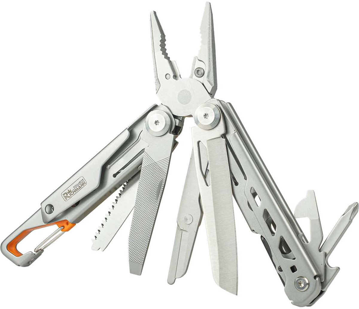 Multitool 15-in-1 van Roestvrij Staal – 170mm – Met Etui – Zakmes, Tang, Schaar, Zaag & Schroevendraaier – Multifunctioneel Gereedschap voor Outdoor & Klussen