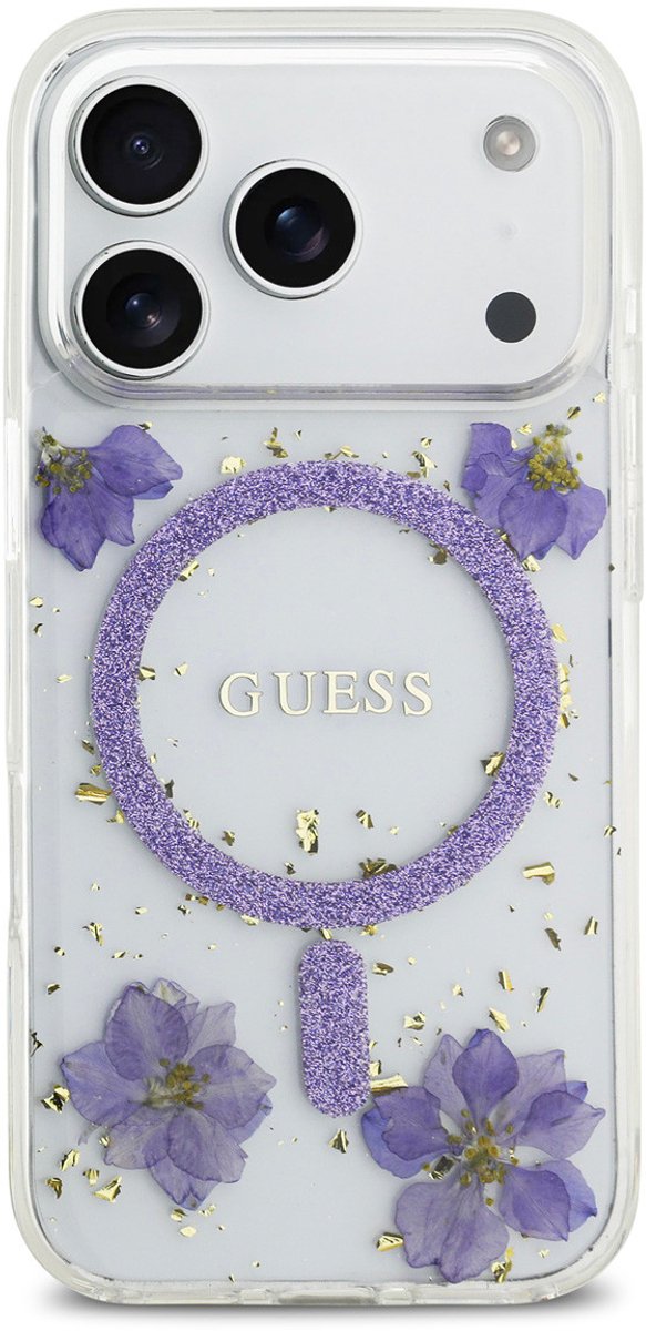 Guess Back Cover hoesje - iPhone 17 Pro - Paars - MagSafe & Flexibel TPU