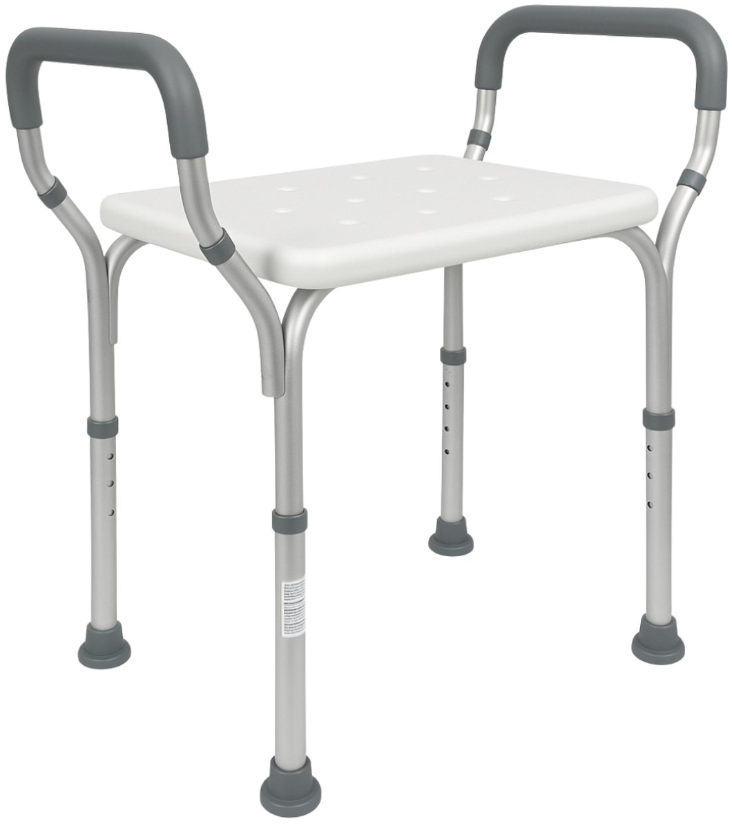 Mobiclinic Acueducto - Douchekruk - Met zachte armsteunen - Verstelbaar - In hoogte verstelbaar - Tot 100 Kg - Met anti-slip doppen - Opstaande Handvatten - Wit