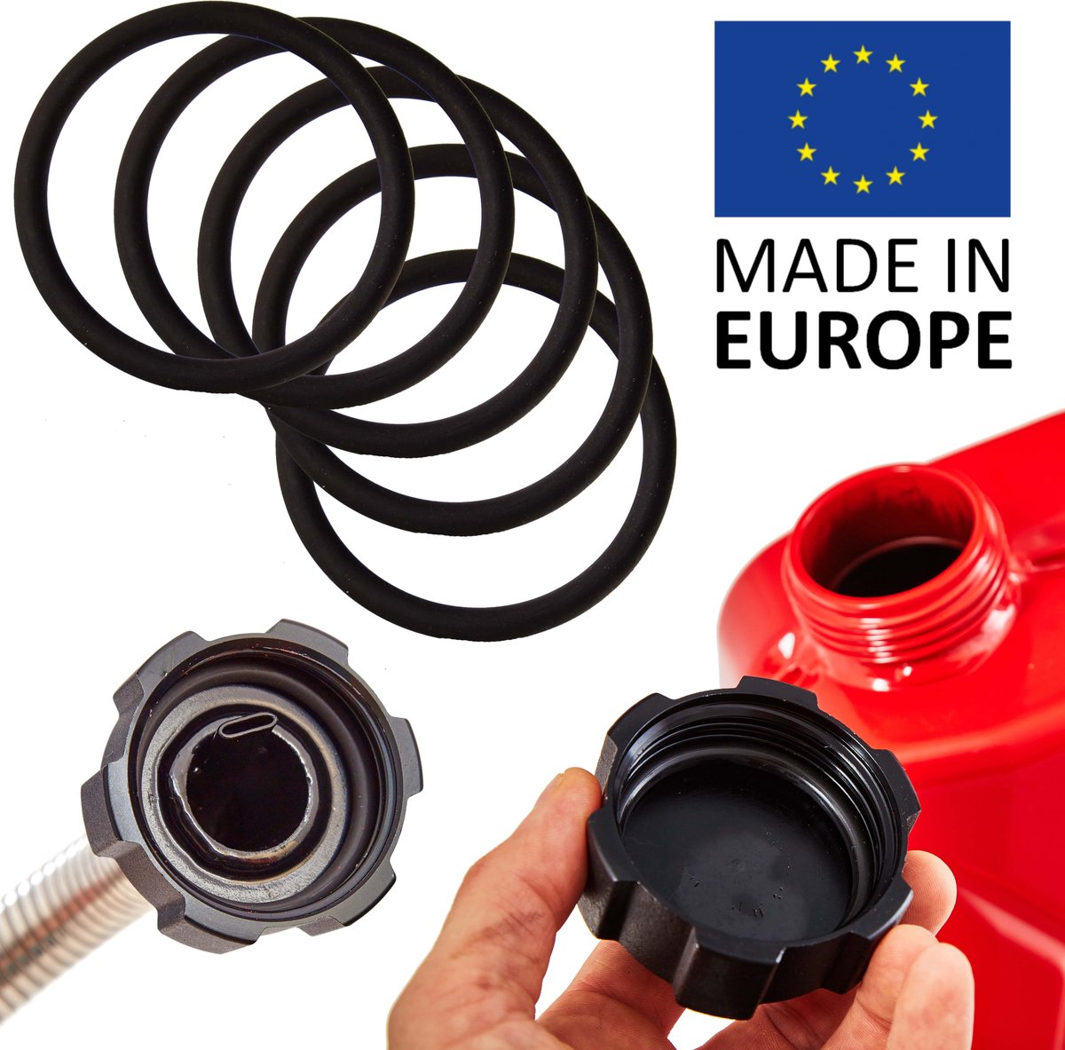 BW® 5x vervangende afdichting voor schenktuit voor brandstoftanks metalen benzinetanks met schroefdop - 5 stuks - Gemaakt in Europa