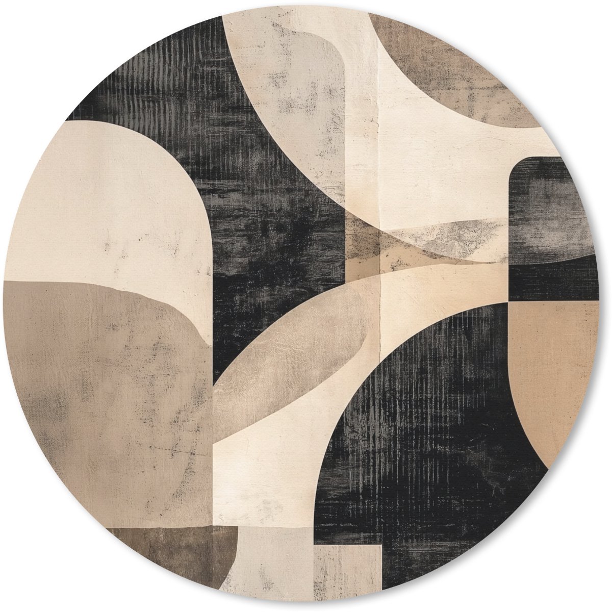 Muismat rond 30x30 cm - Mousepad Abstract - Vormen - Modern - Beige - Ronde muismatten