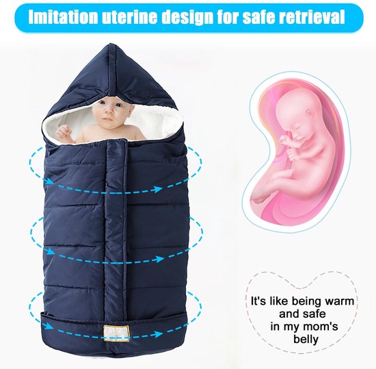 Unyqoos® Warme en waterafstotende voetenzak voor kinderwagens in marineblauw met ritssluiting — afbeelding 5