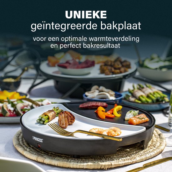 Princess Dinner4All - 8 Personen - Gourmetstel - Grill & Bakplaat - Extra lang 2 meter snoer - Vaatwasserbestendig - PFAS-vrij — afbeelding 2