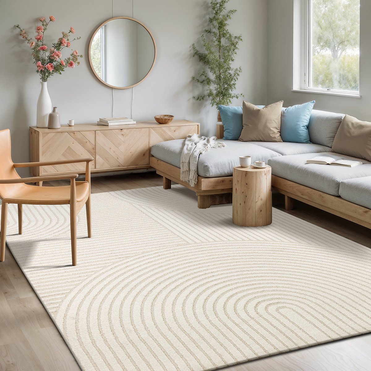 Mia’s Teppiche Atlas – modern vloerkleed met 3D structuur, fluweelzacht & onderhoudsvriendelijk, crème, 120 x 170 cm