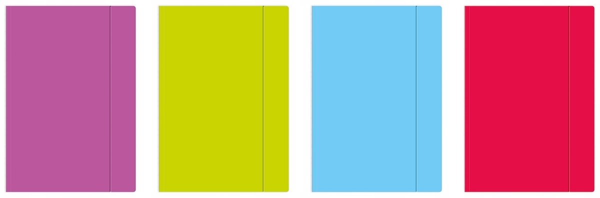 Kaart A5 met Elastiek - Fluo Mix Kleuren