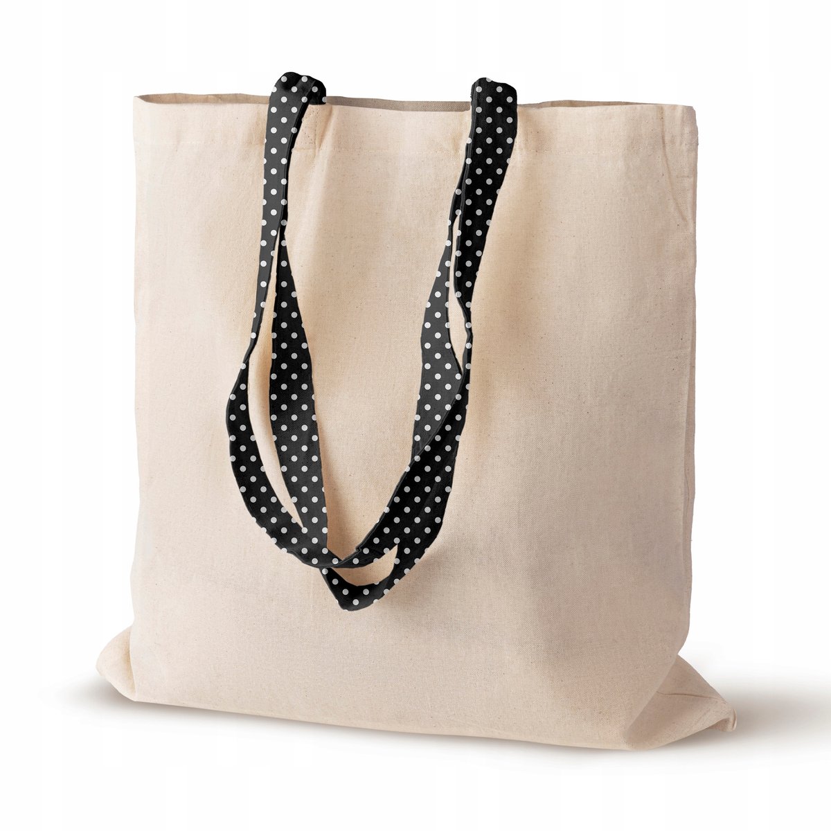 Leren Stoffen Boodschappentas 38x42cm met Zwarte Stippen Handvatten