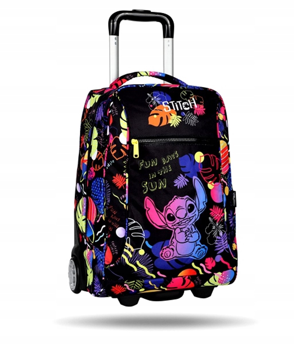Disney Stitch Black Compact Rugzak met Wielen - Ruim & Stijlvol