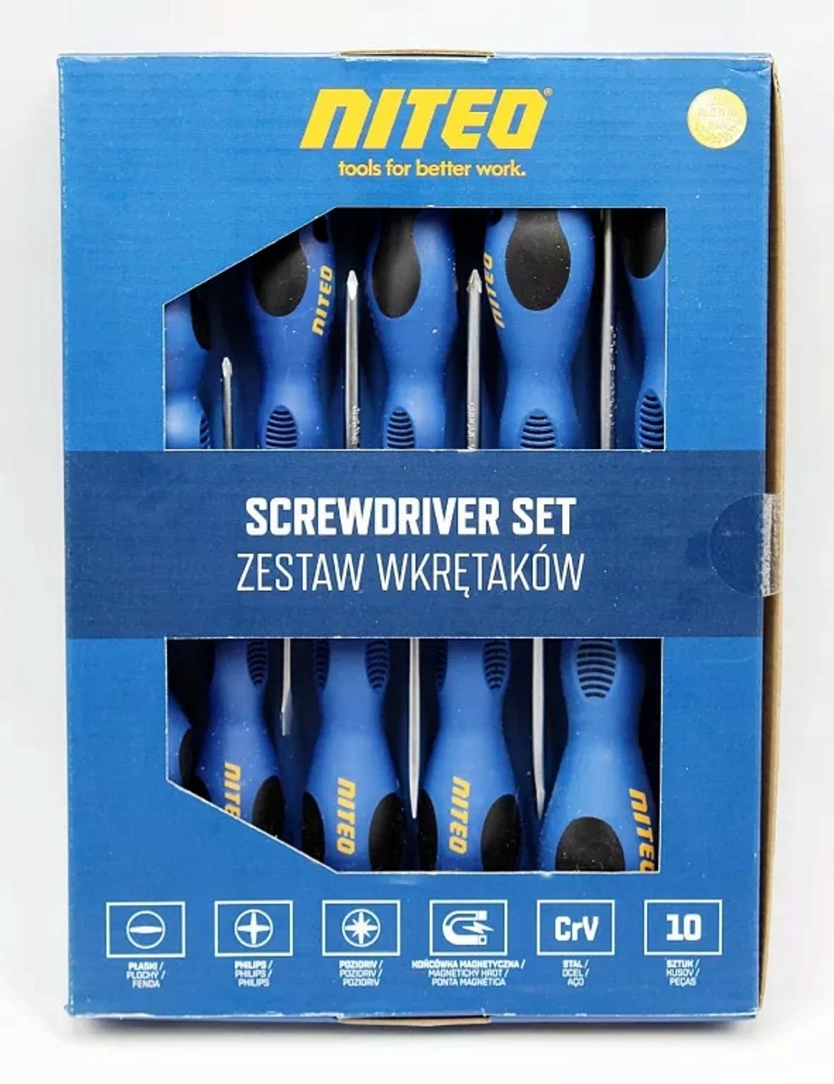 NITEO Tools Schroevendraaierset 10 Delig CrV Staal Magnetisch
