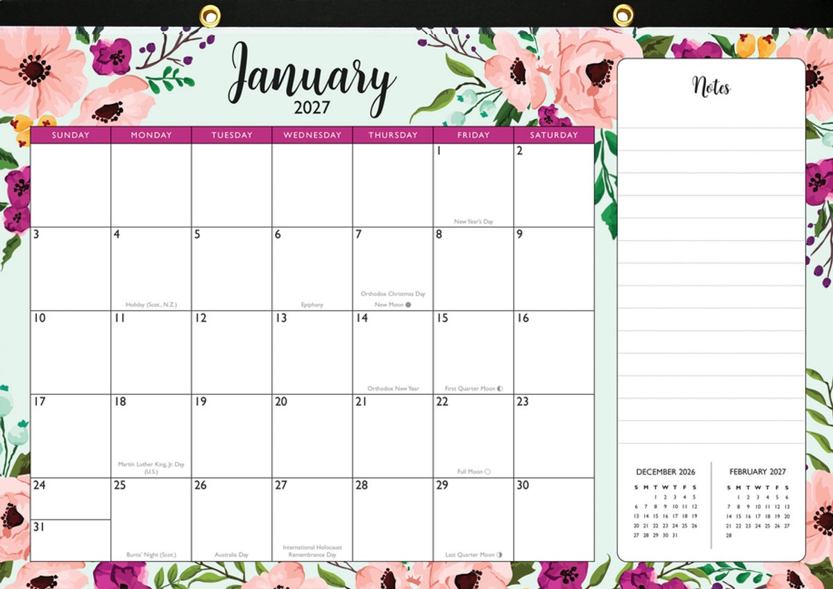 Desk Pad Kalendar 2027 Floral