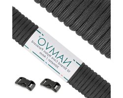 10 Strand Outdoor Nylon Parachute Cord Rope - 100 Voet - Zwart - Survival - Kamperen - Wandelen.