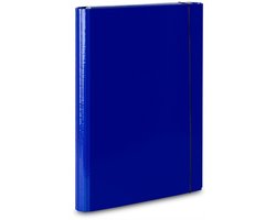 Blauwe A4 map met elastiek, 4cm rug, 2mm karton