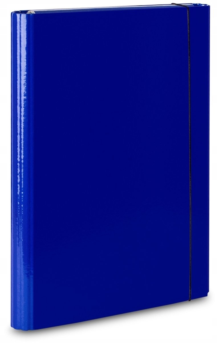 Blauwe A4 map met elastiek, 4cm rug, 2mm karton