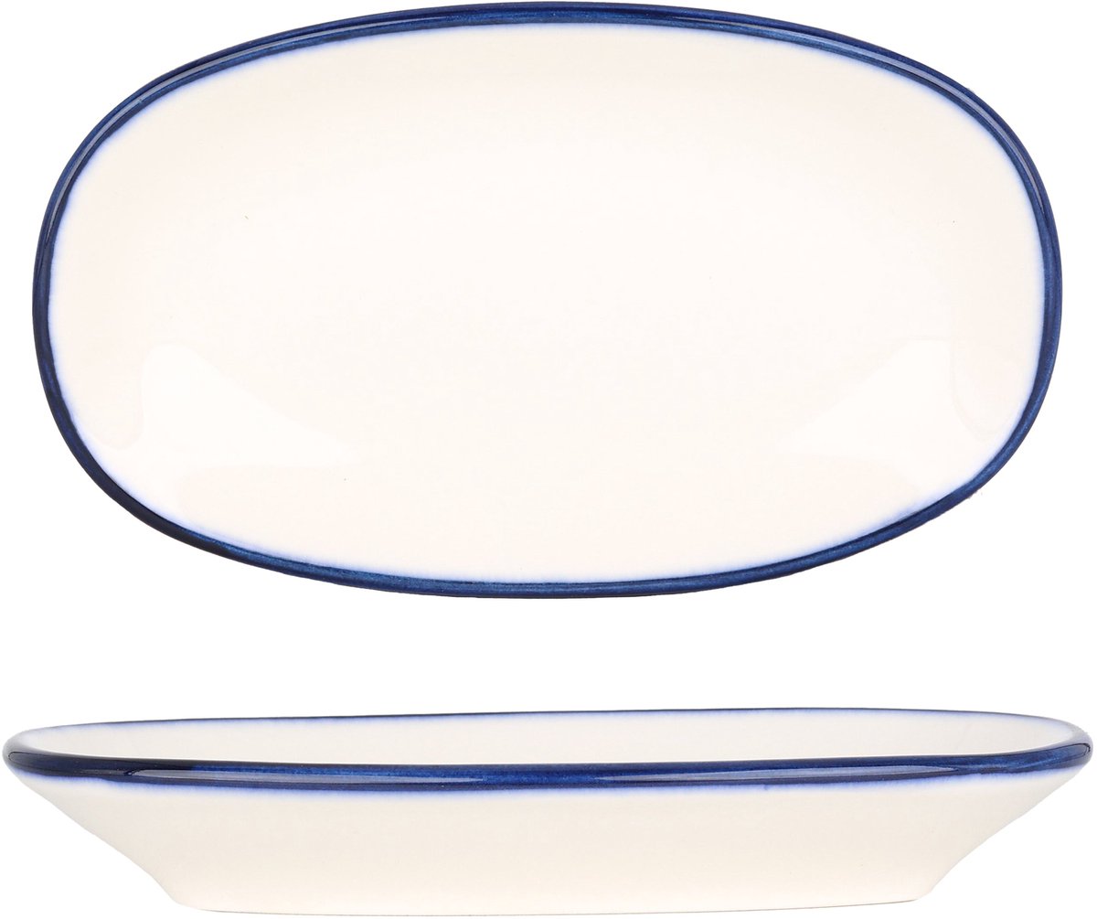 Bonna Serveerschaal - Linea Blue - Porselein - 19x11 cm - set van 2