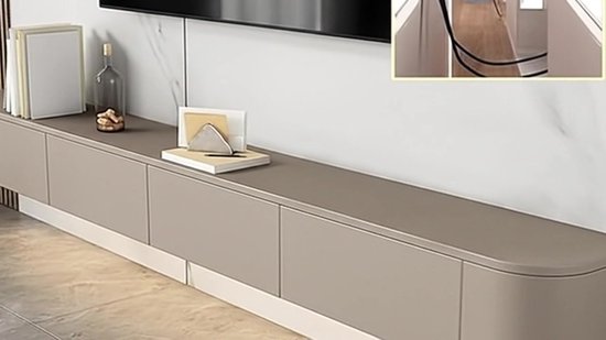 Modern Zwevend Tv-meubel Met Opbergruimte - Aan De Muur Gemonteerde Mediaconsole Voor Woonkamer En Slaapkamer - Strak Tv-meubel Met Open Planken En Verborgen Vakken(Grey,140cm
