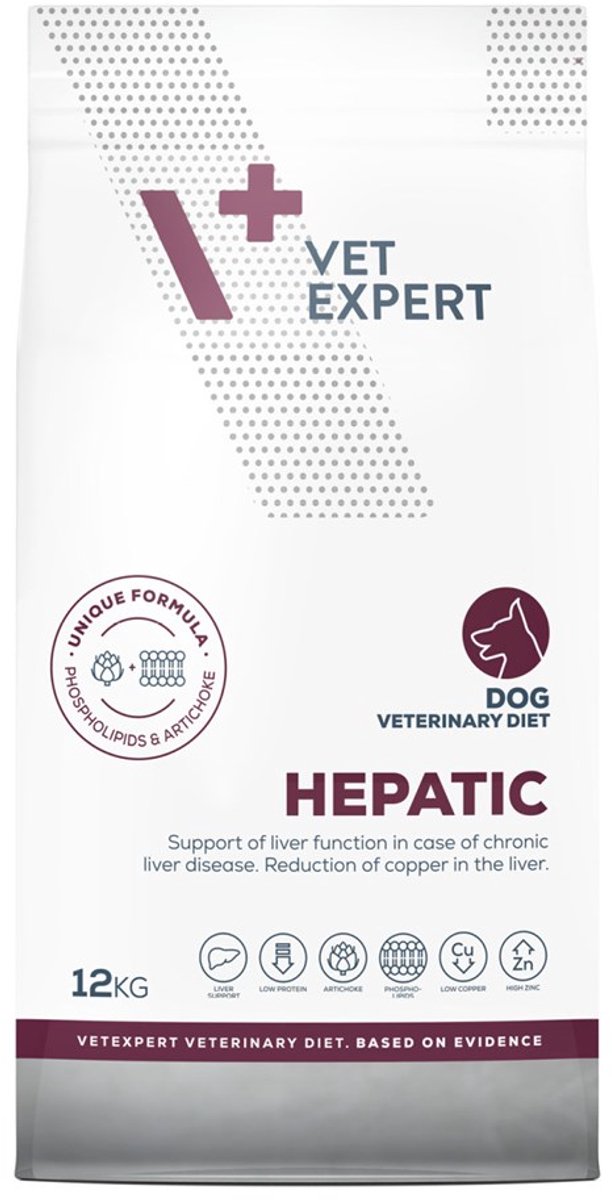 VetExpert Veterinary Diet - Hepatic Dog - Droogvoer voor Honden - Ondersteunt Leverfunctie - Hypoallergeen - Graanvrij - 12 kg