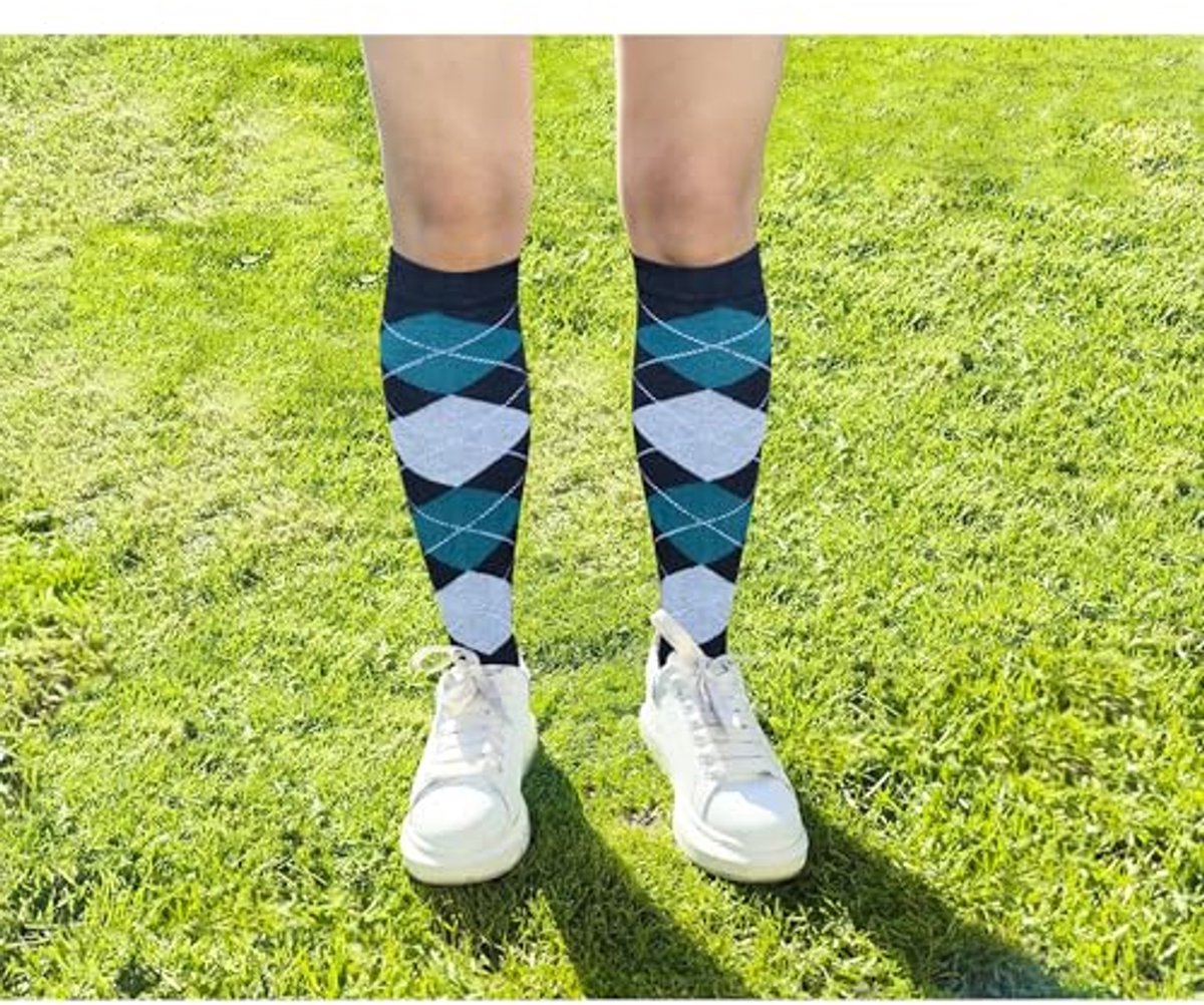 6 Paar Dames Kniekousen - Steunkousen en Compressiekousen in Ruitpatroon voor Comfort en Ondersteuning - Maat 39-42