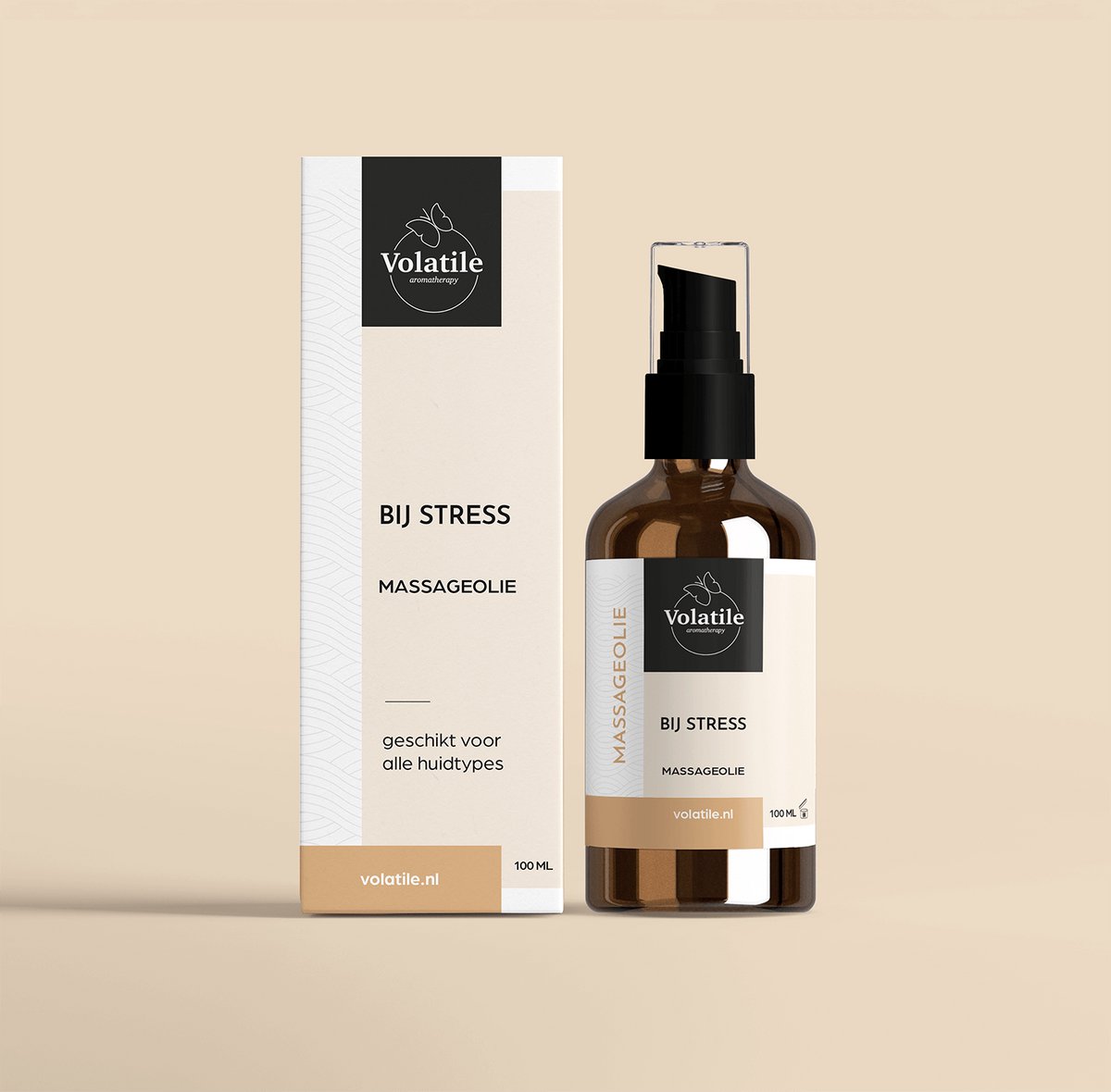 Volatile Massageolie bij stress glas met pomp 100 Milliliter