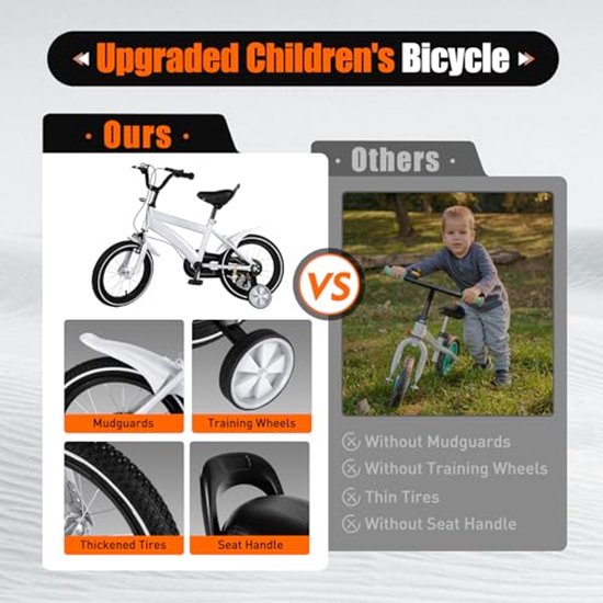 14 Inch Kinderfiets voor Jongens en Meisjes met Steunwielen - Sportieve Fiets voor Kinderen van 3 tot 6 Jaar van Merkloos — afbeelding 4