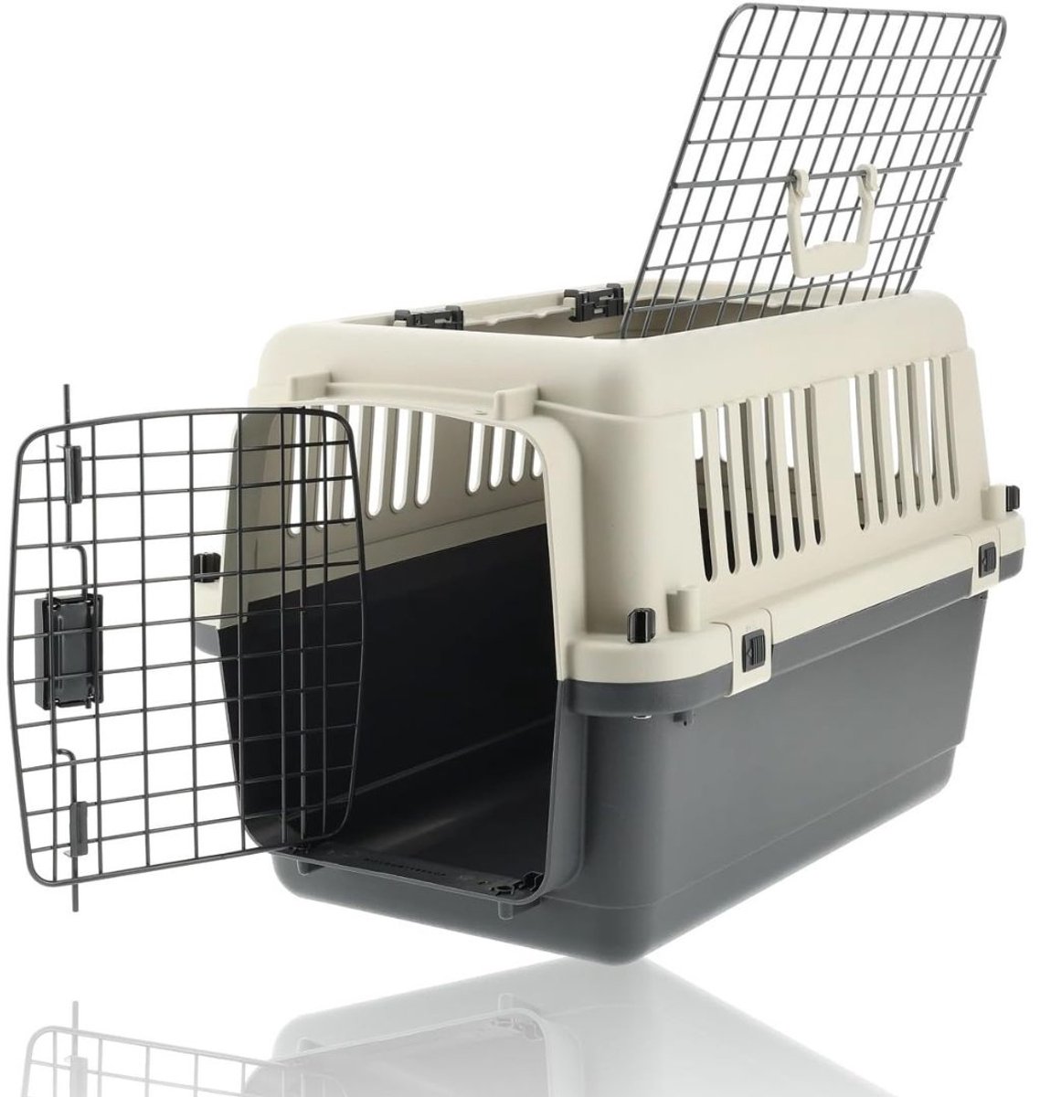 White-Label® Katten Vervoersbox - Reismand Kat - Transportbox - Reistas - Wit en Grijs