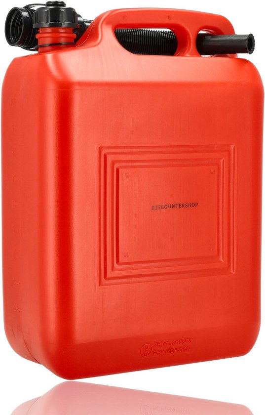 Jerrycan 10 Liter Rood – Set van 2 – UN-Gekeurde Brandstof Jerrycans voor Benzine en Diesel – Kunststof Benzinetank met Lange Schenktuit en Vulslang – Brandstofkan jerrycan Voor Auto, Boot, Camper en Tuinmachines