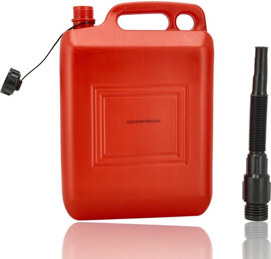 Jerrycan 10 Liter Rood – Set van 3 – UN-gekeurde Brandstof Jerrycans Voor Benzine en Diesel – Inclusief Lange Schenktuit en Vulslang – Lekvrije Kunststof Benzinetank jerrycan