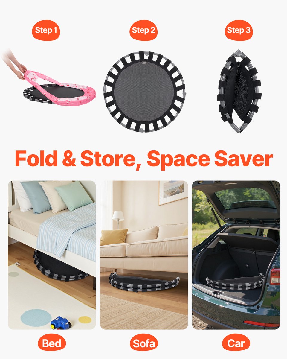 VEVOR Trampoline Opvouwbare Mini Trampoline 100kg Rebounder Trampoline Opvouwbaar – foto 8