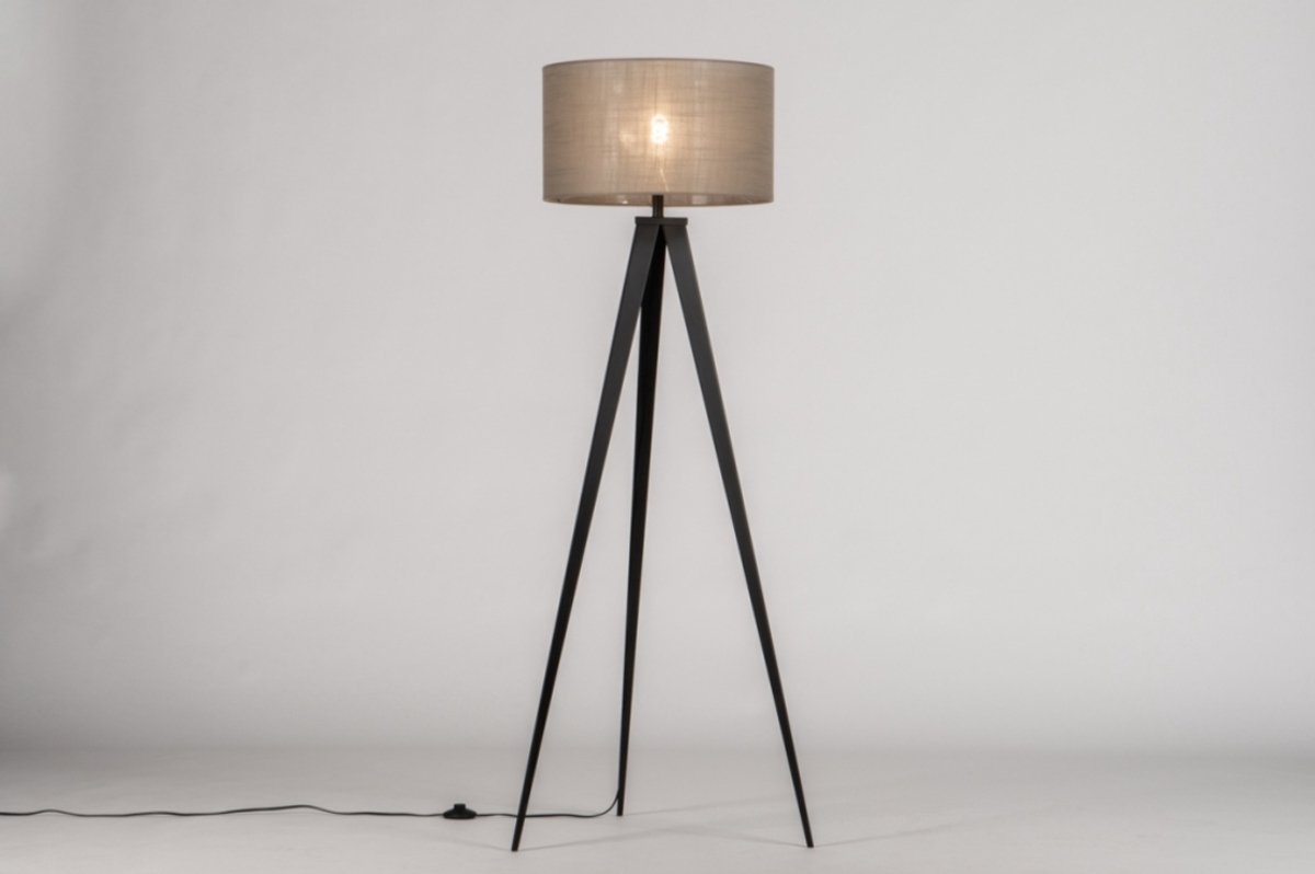 Lumidora Vloerlamp 31165 - ANTIQUA - E27 - Zwart - Taupe - Metaal - ⌀ 51 cm