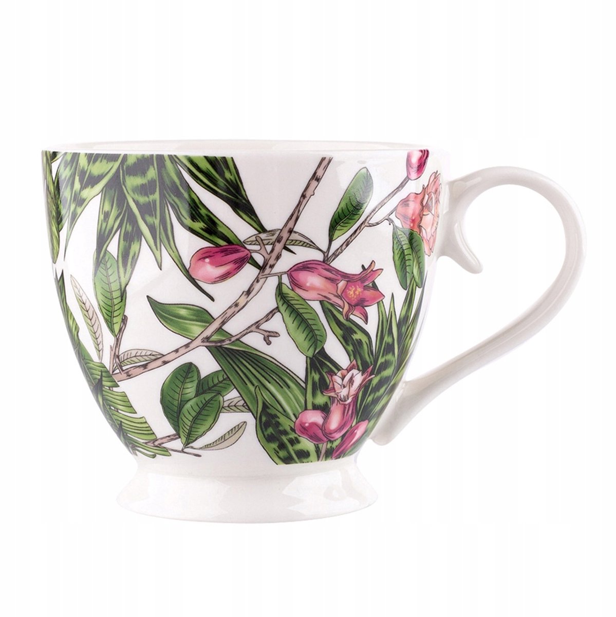 Grote Porseleinen Mok 350 ml - Elegante bloemendecoratie