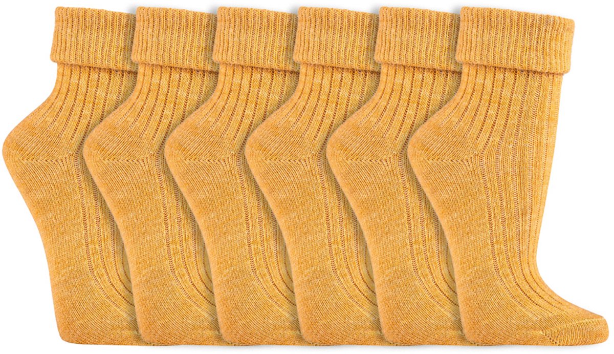 Dames sokken | Alpaca wol | Hypoallergeen | Kleur: Geel | Maat: 35-38 / 39-42 | 6 paar