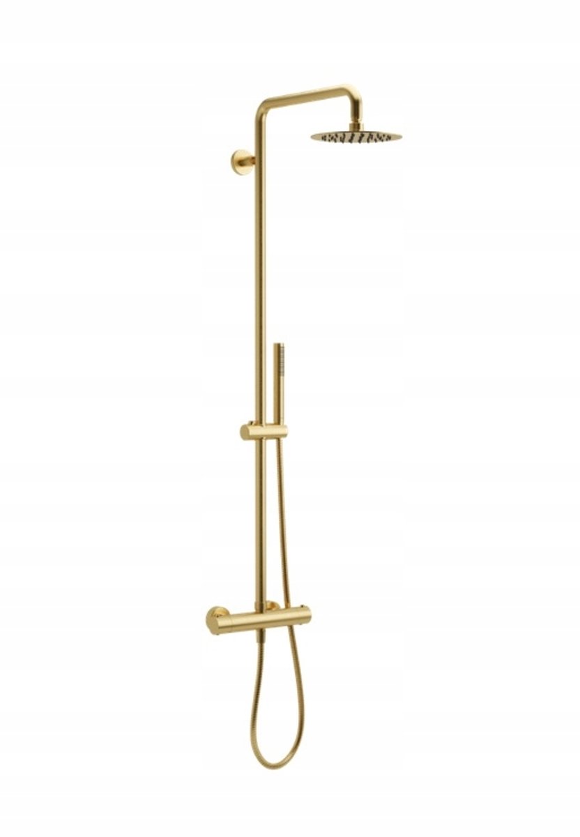 Excellent Rain Termo Doucheset Rond Goud Geborsteld 250mm