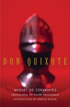 Don Quixote, boek van Miguel de Cervantes met een helm op rode achtergrond.