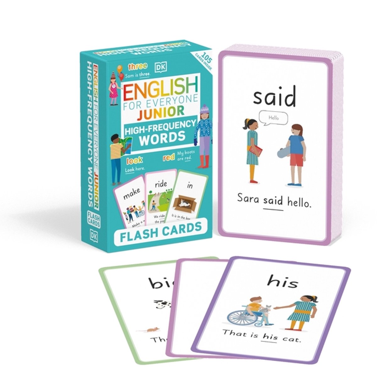 Omslag van DK English for Everyone Junior- English for Everyone Junior High-Frequency Words Flash Cards