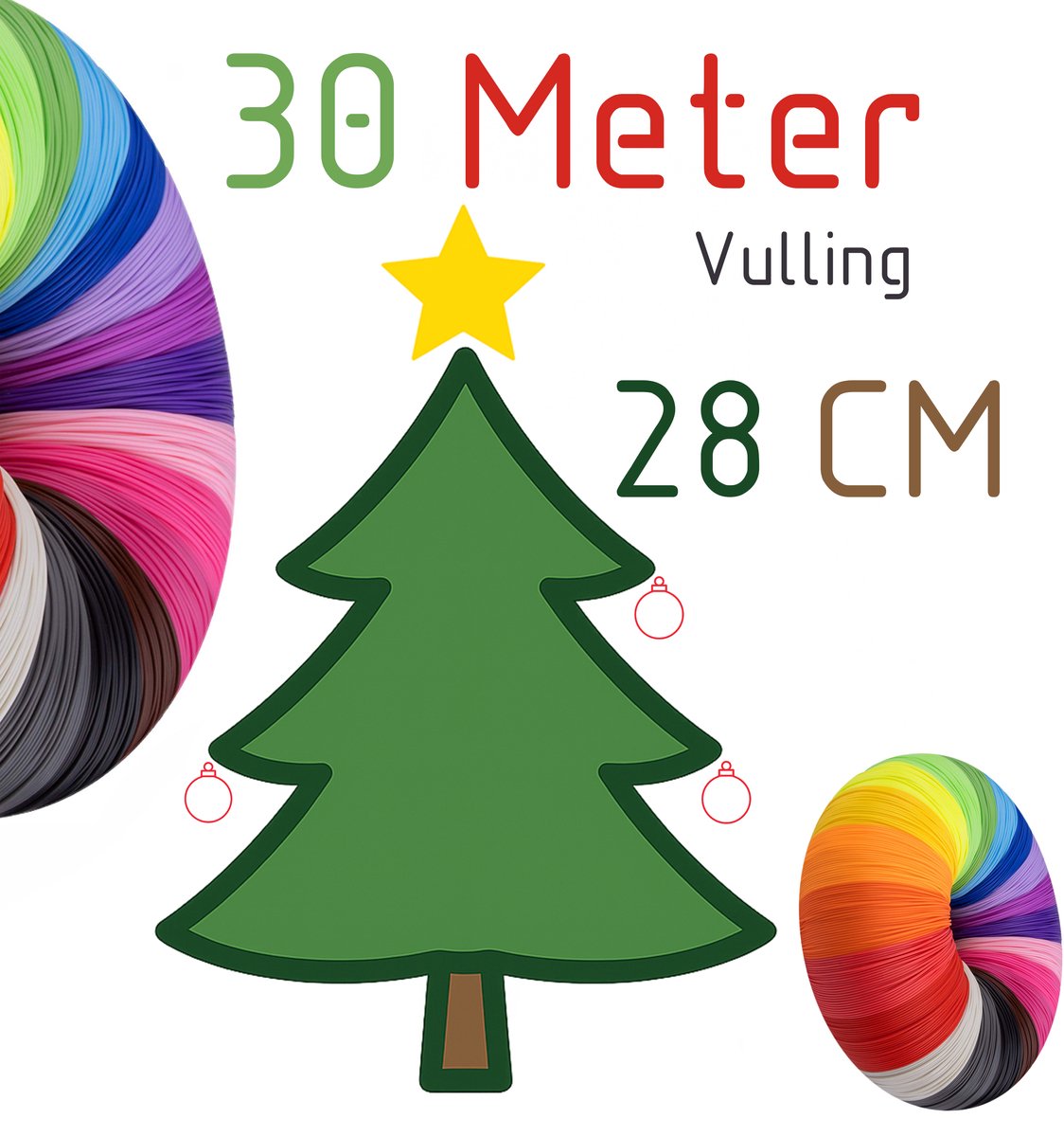 Image of 3D Pen Kerst Knutselset – 30 Meter PLA Vulling + 4 Gelamineerde A4 Sjablonen – (28 cm) – Herbruikbaar Sjabloon en Compleet Filament Pakket voor Kinderen en Volwassenen