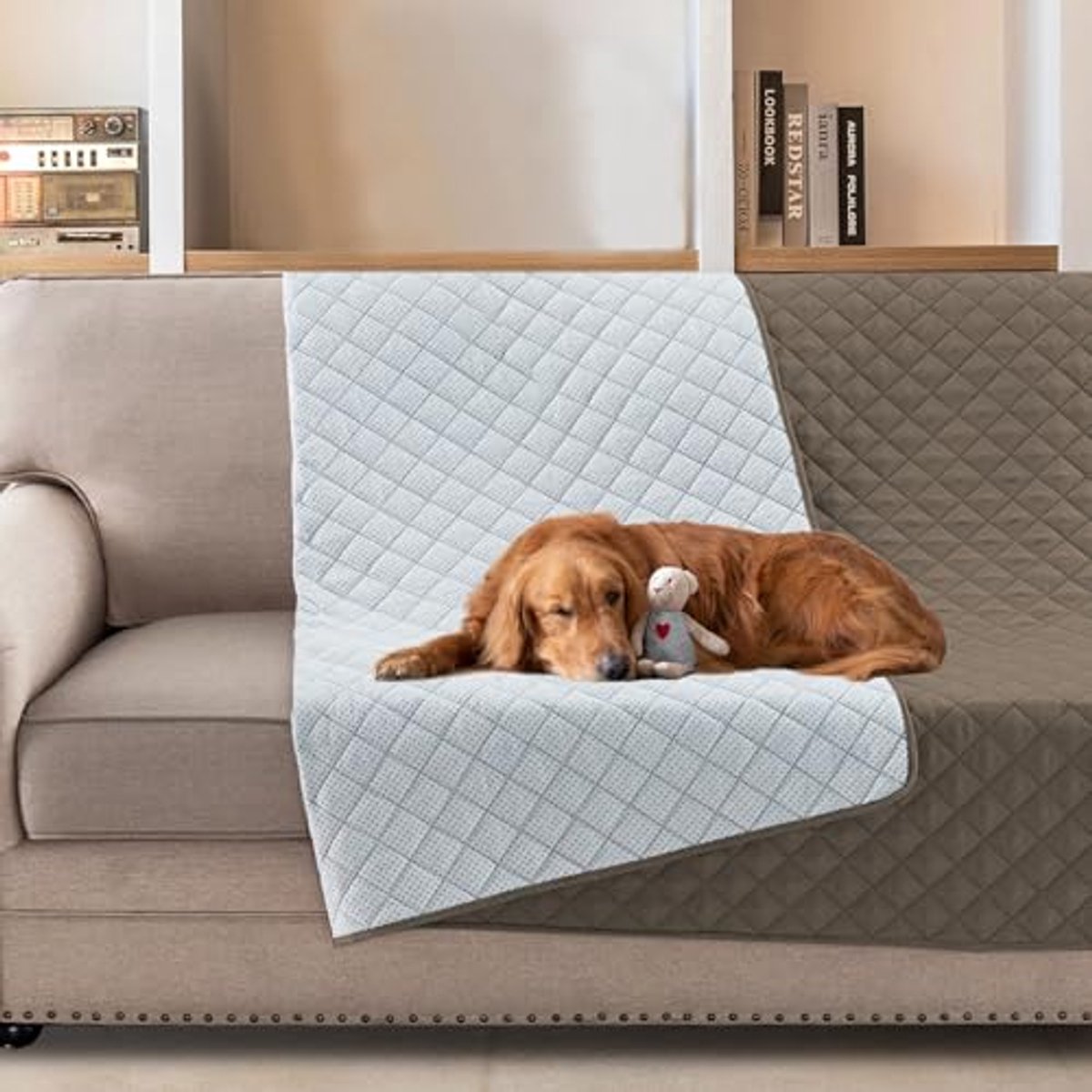 Waterafstotende hondendeken en meubelbeschermer voor huisdieren, wasbare plaid 132 x 208 cm, taupe
