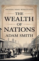 Couverture du livre 'The Wealth of Nations' par Adam Smith. Design vintage avec une foule dans la rue.