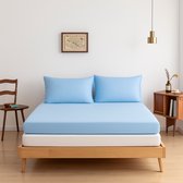 Boomba Bamboo Premium Hoeslaken pour surmatelas 200x220 400 fils bleu clair