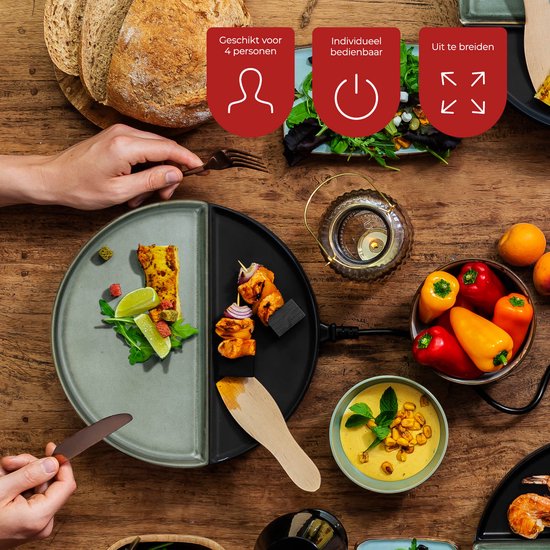 Bourgini Chef's Dinner Party Gourmetstel - Glazed Grey – 4 Personen – Bakplaat – PFAS-vrij – Vaatwasserbestendig - Uitbreidingsset verkrijgbaar — afbeelding 4