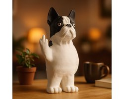 Klein Grappig Franse Bulldog Beeldje – 3D-geprinte Middelvinger Hond Beeld, Unieke Bureau Decoratie, Eigenzinnig Cadeau voor Huisdierenliefhebbers, Woon- of Kantoordecoratie