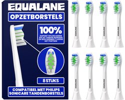 EQUALANE - Opzetborstels geschikt voor Philips Sonicare tandenborstels - Normale Borstelharen - Wit - 8 Stuks