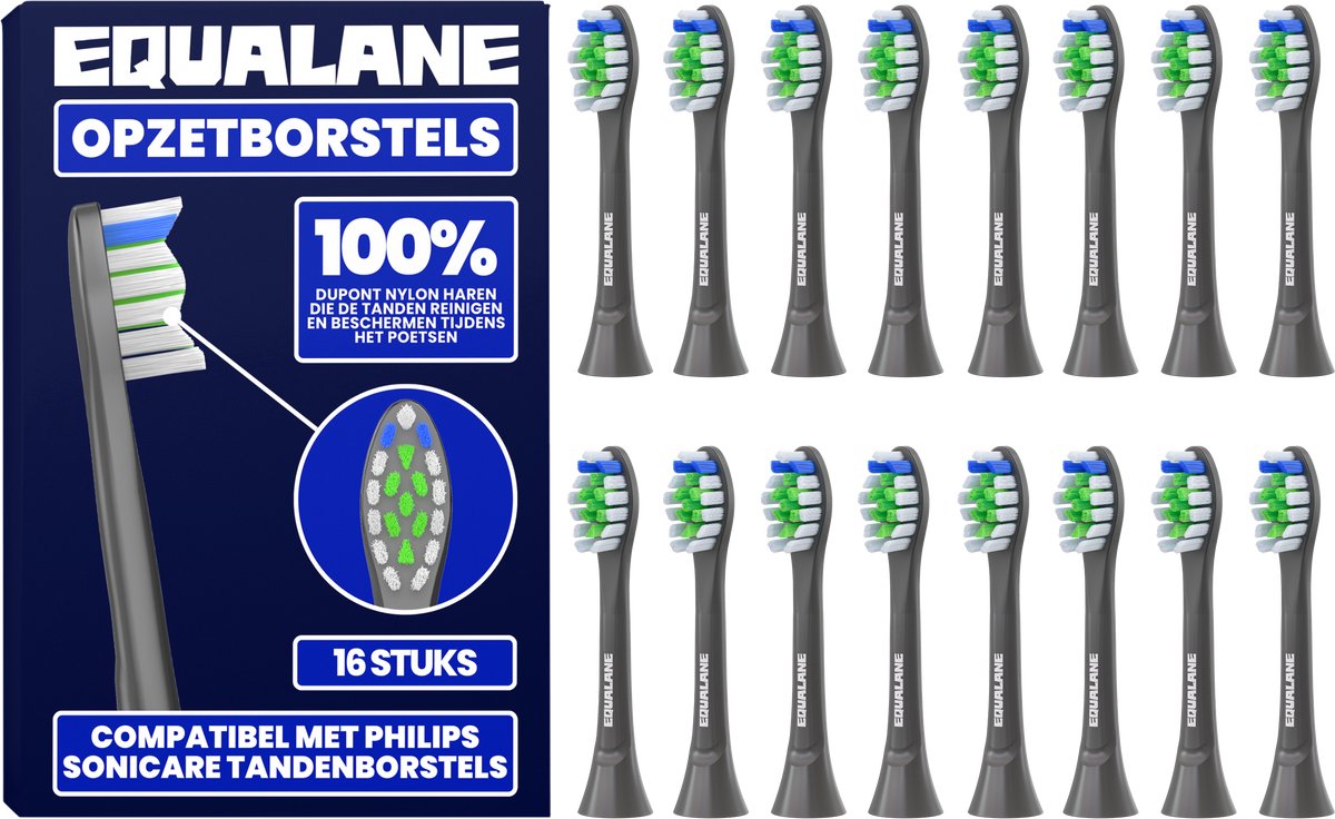 Opzetborstels geschikt voor Philips Sonicare - Universele Opzetborstels - Normale Borstelharen - Zwart - 16 Stuks